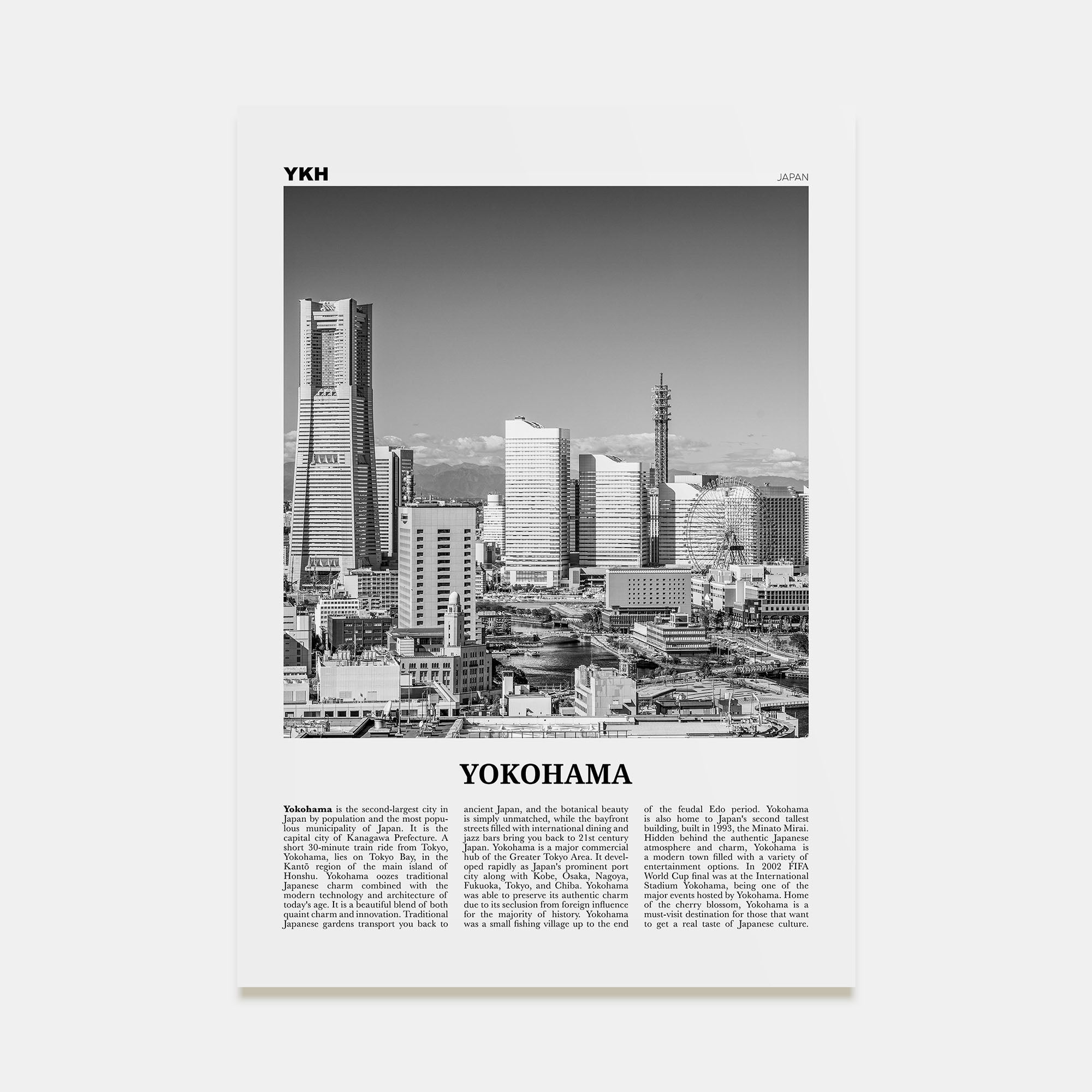 Yokohama Travel B&W Poster