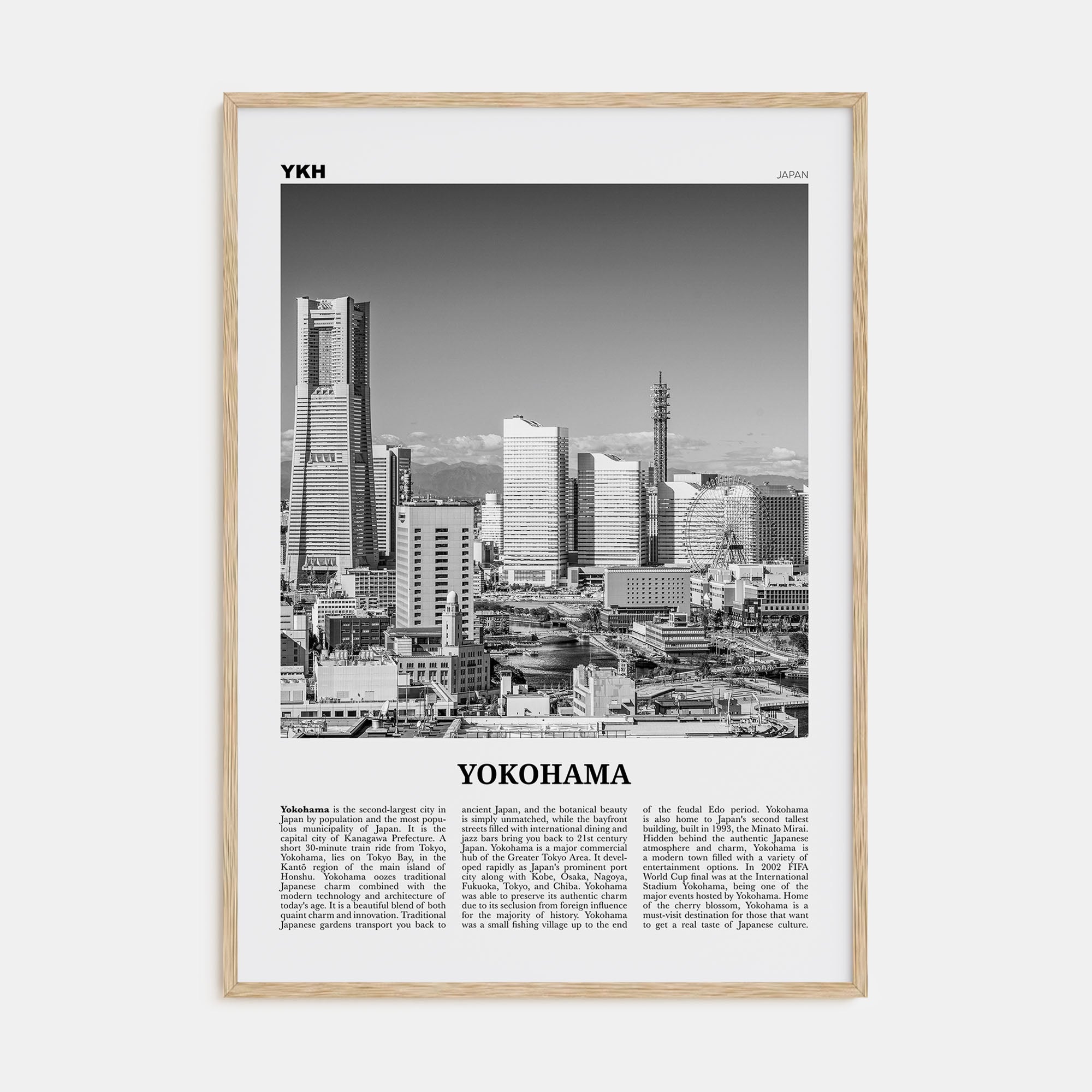 Yokohama Travel B&W Poster
