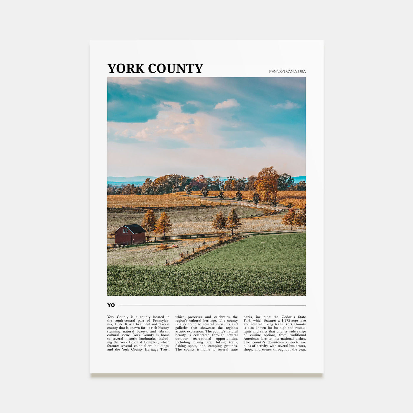 York County Travel Color Poster