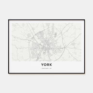York, England Map Landscape Poster
