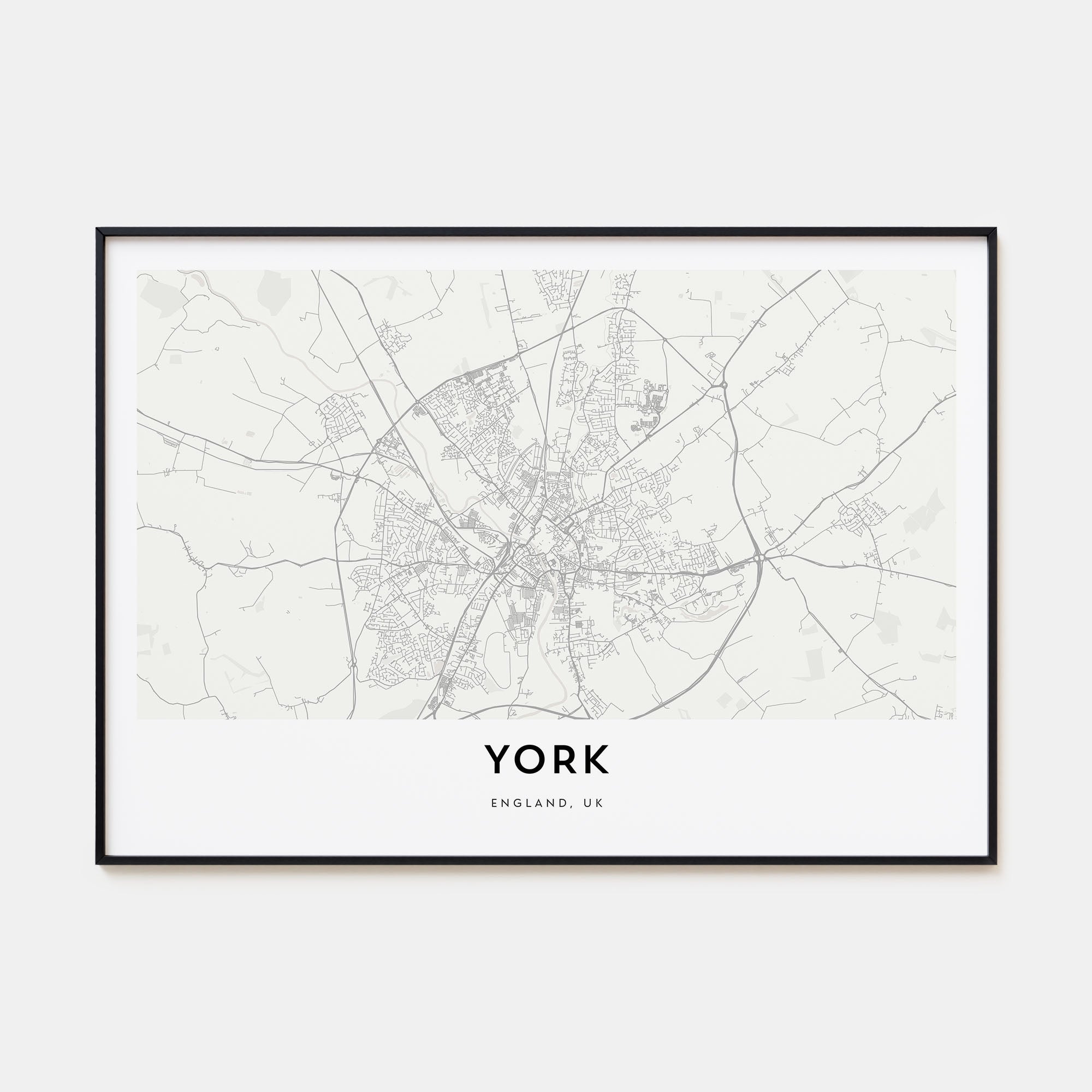 York, England Map Landscape Poster