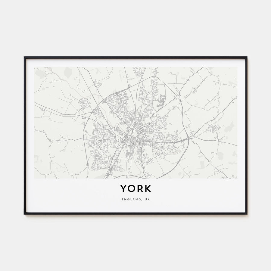 York, England Map Landscape Poster
