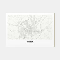 York, England Map Landscape Poster