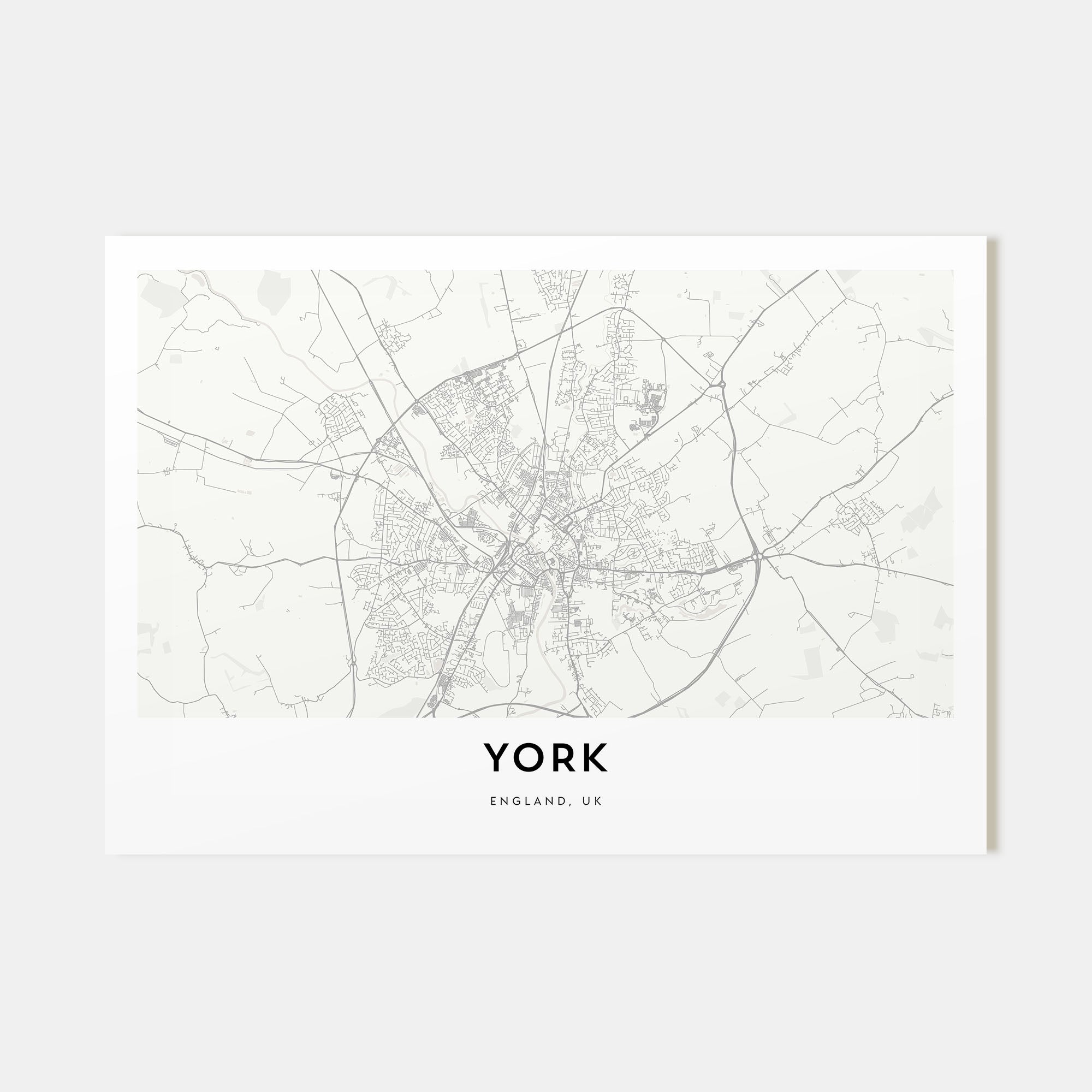 York, England Map Landscape Poster