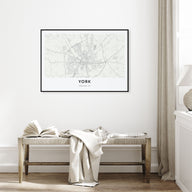 York, England Map Landscape Poster