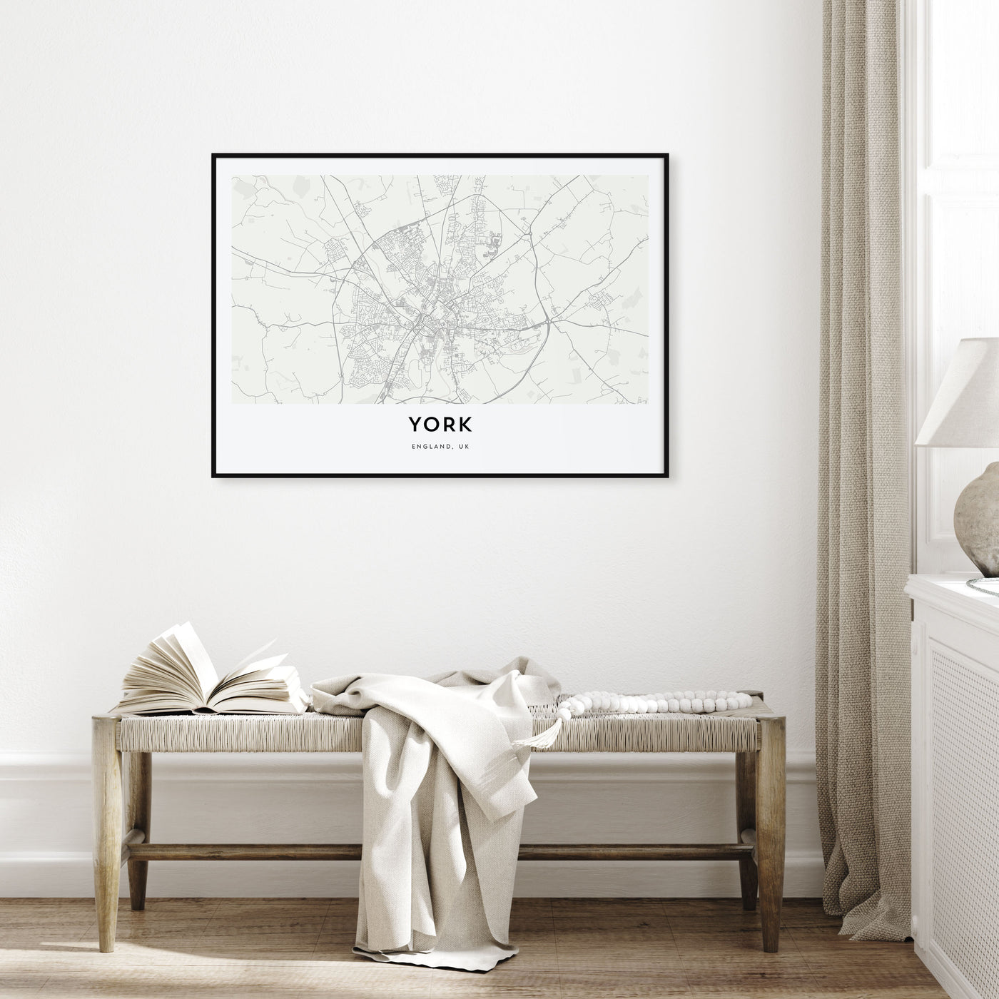 York, England Map Landscape Poster