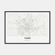 York, England Map Landscape Poster