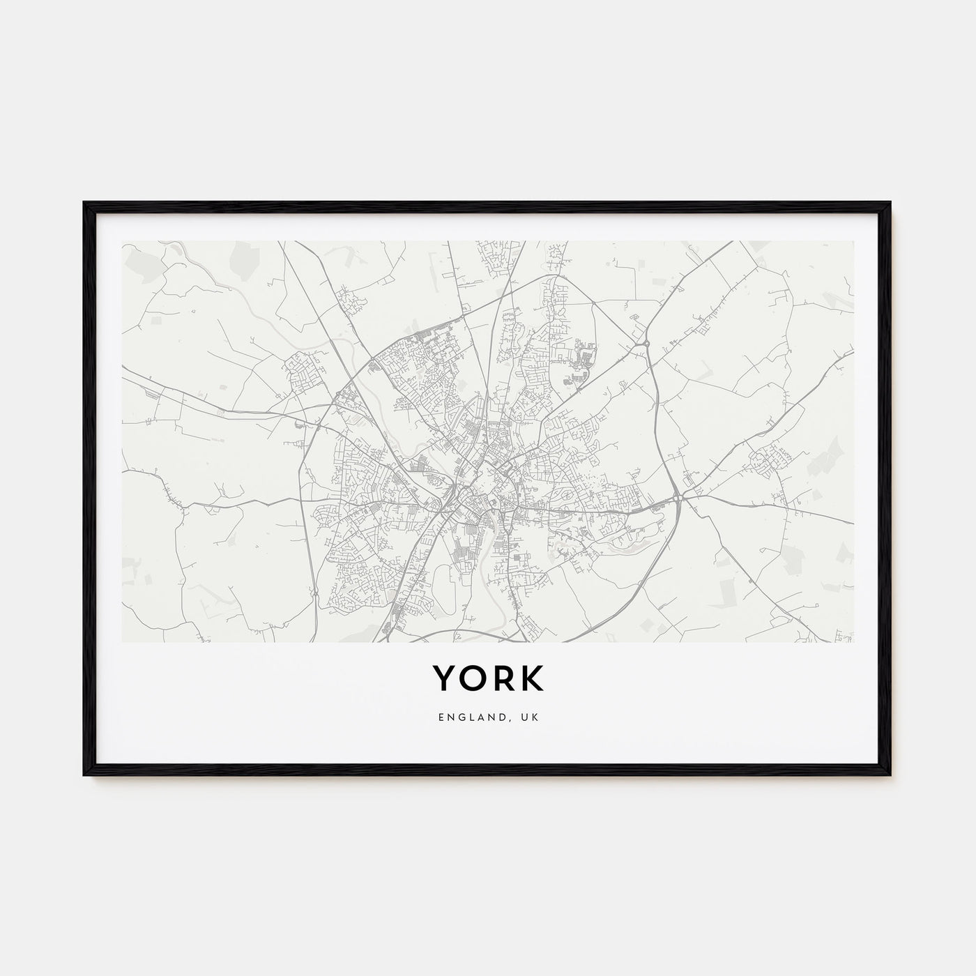 York, England Map Landscape Poster