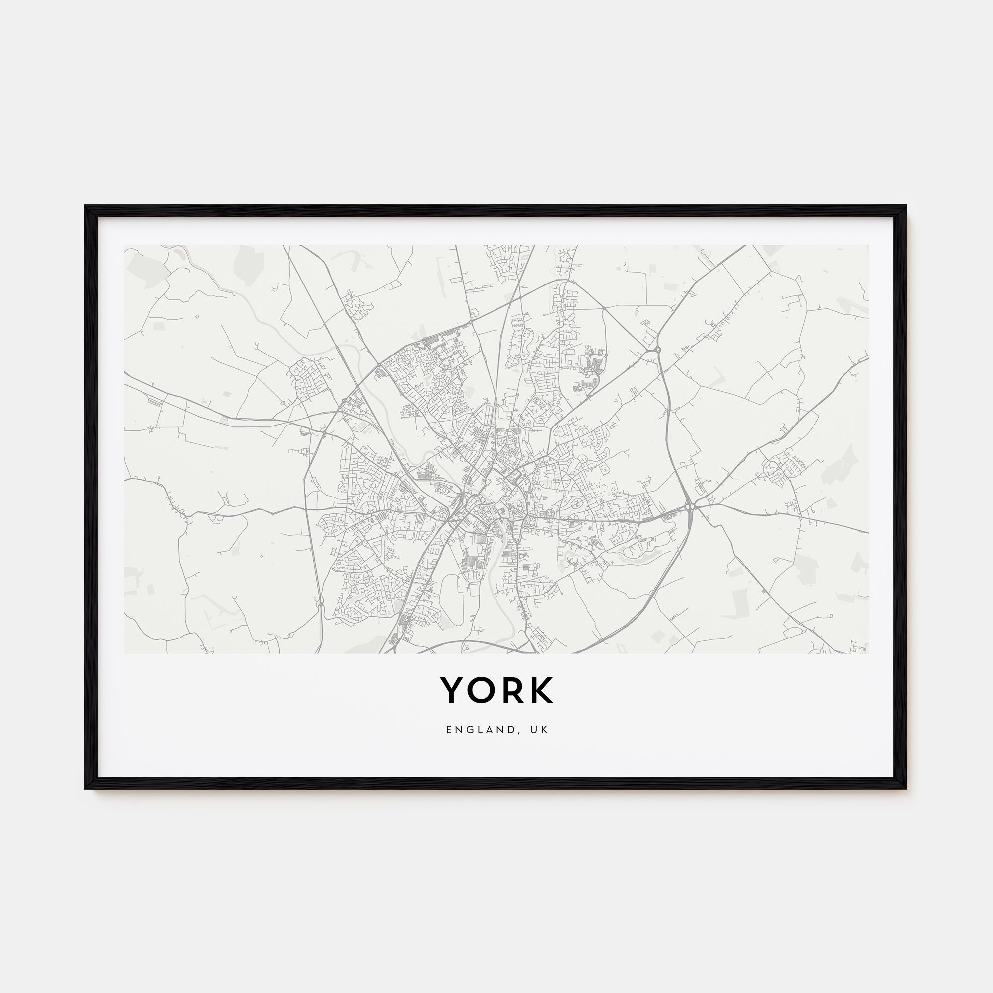 York, England Map Landscape Poster