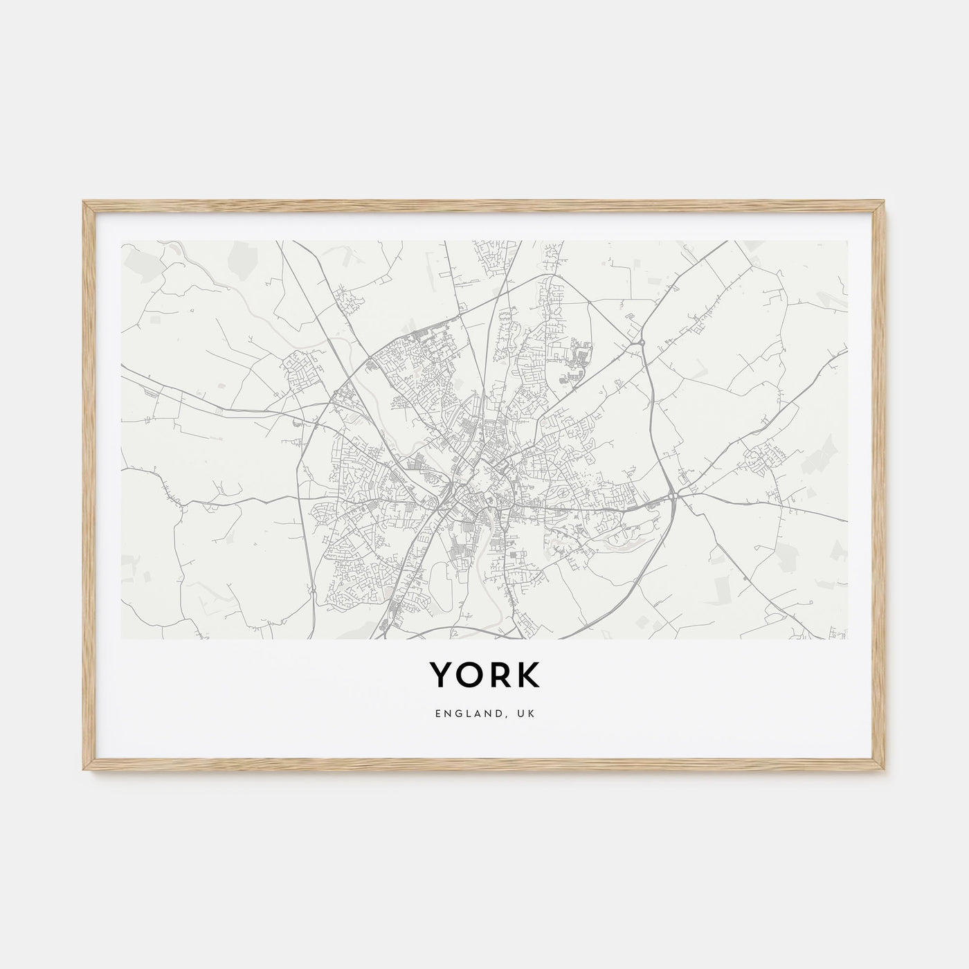 York, England Map Landscape Poster