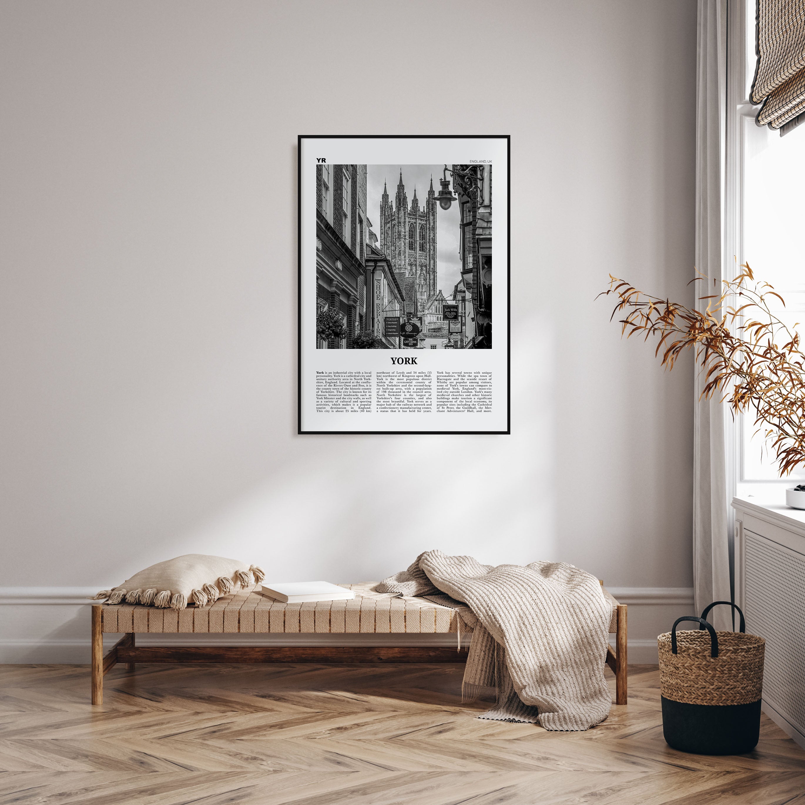 York, England Travel B&W Poster