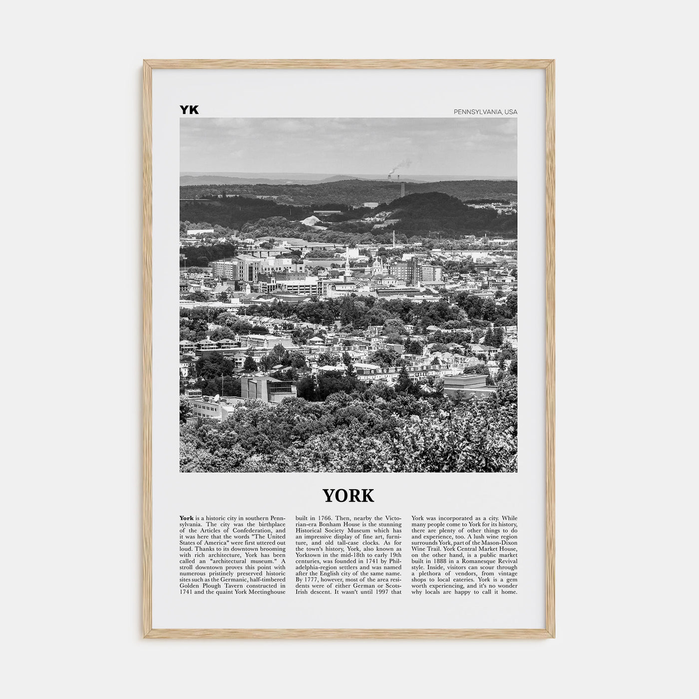 York, Pennsylvania Travel B&W Poster
