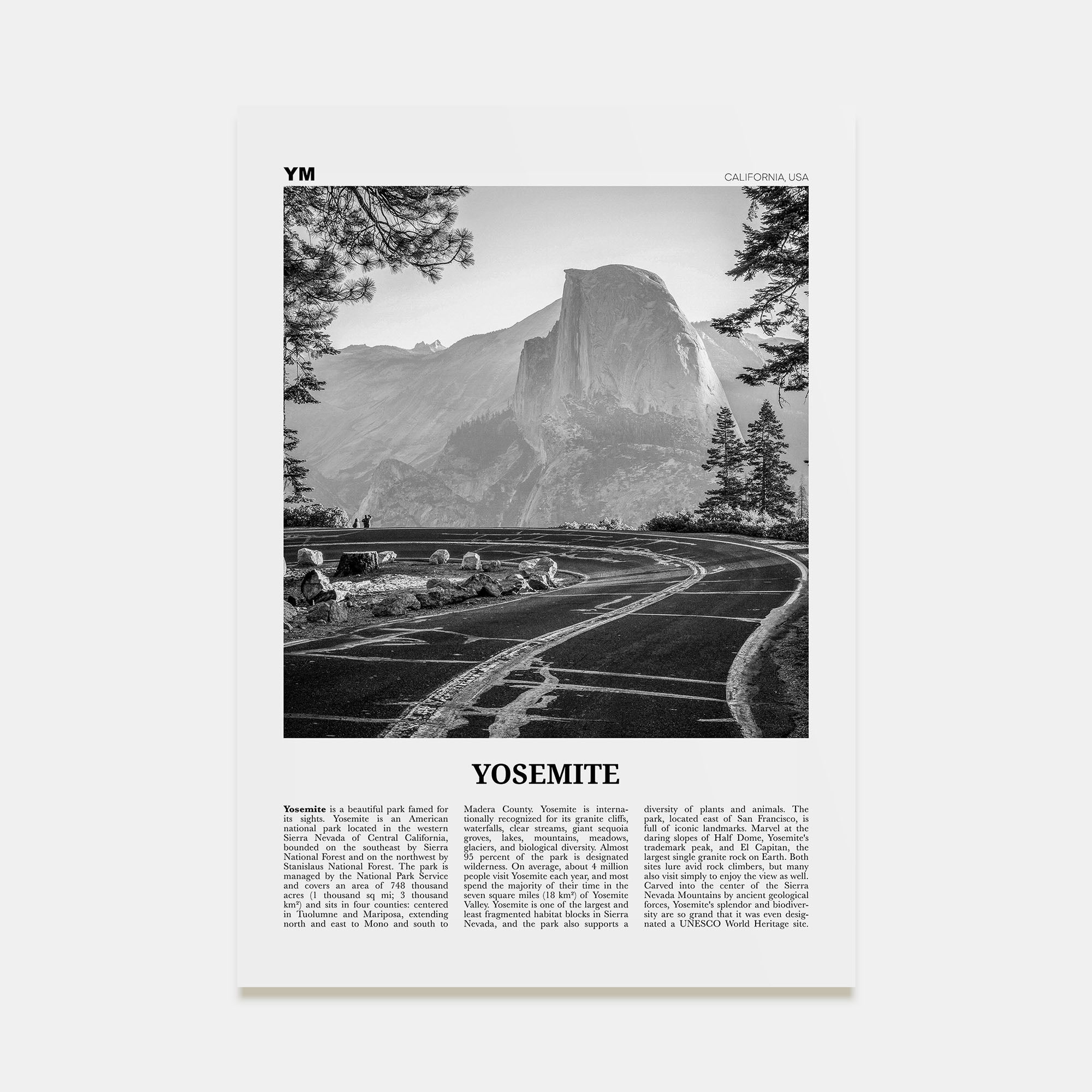 Yosemite National Park Travel B&W No 1 Poster