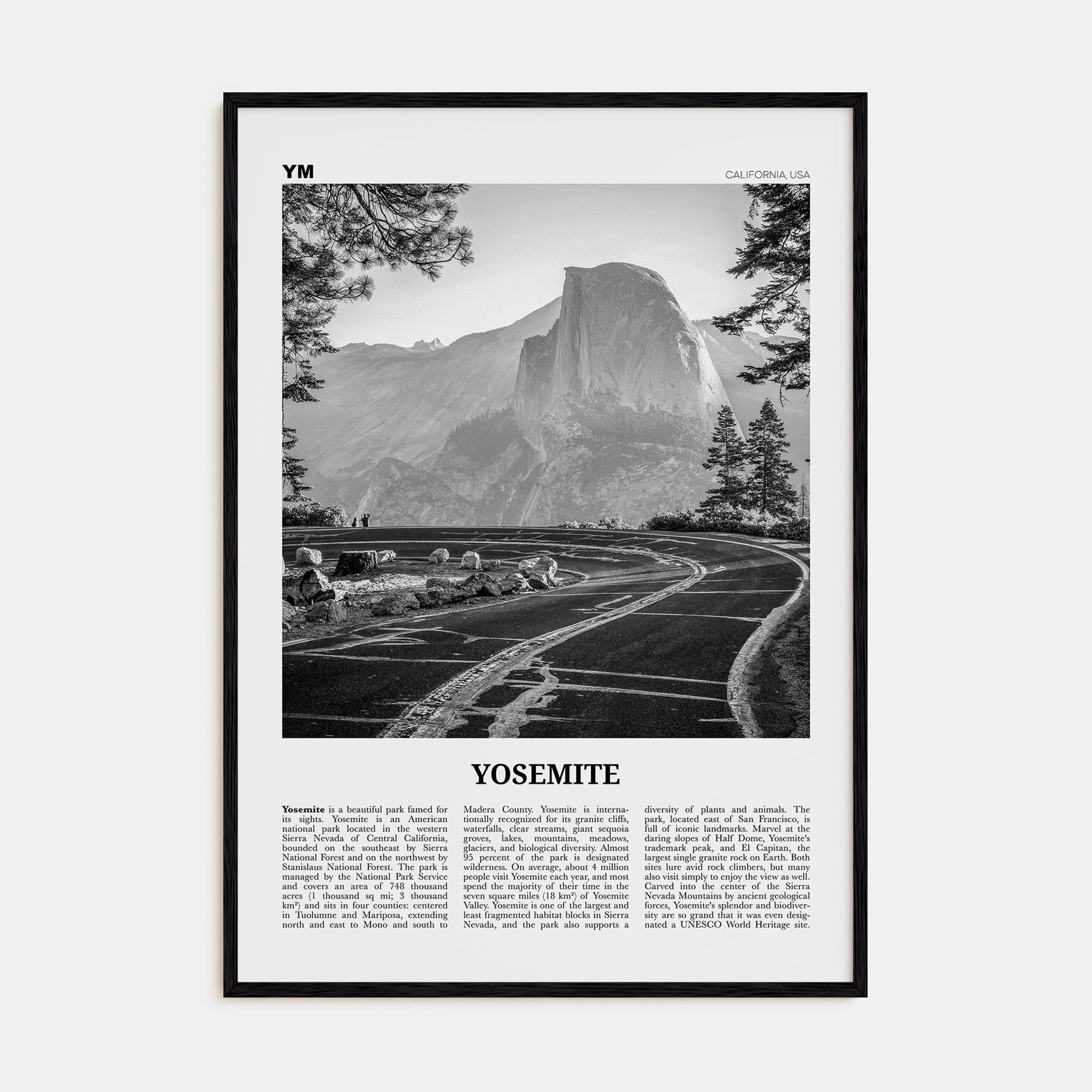 Yosemite National Park Travel B&W No 1 Poster
