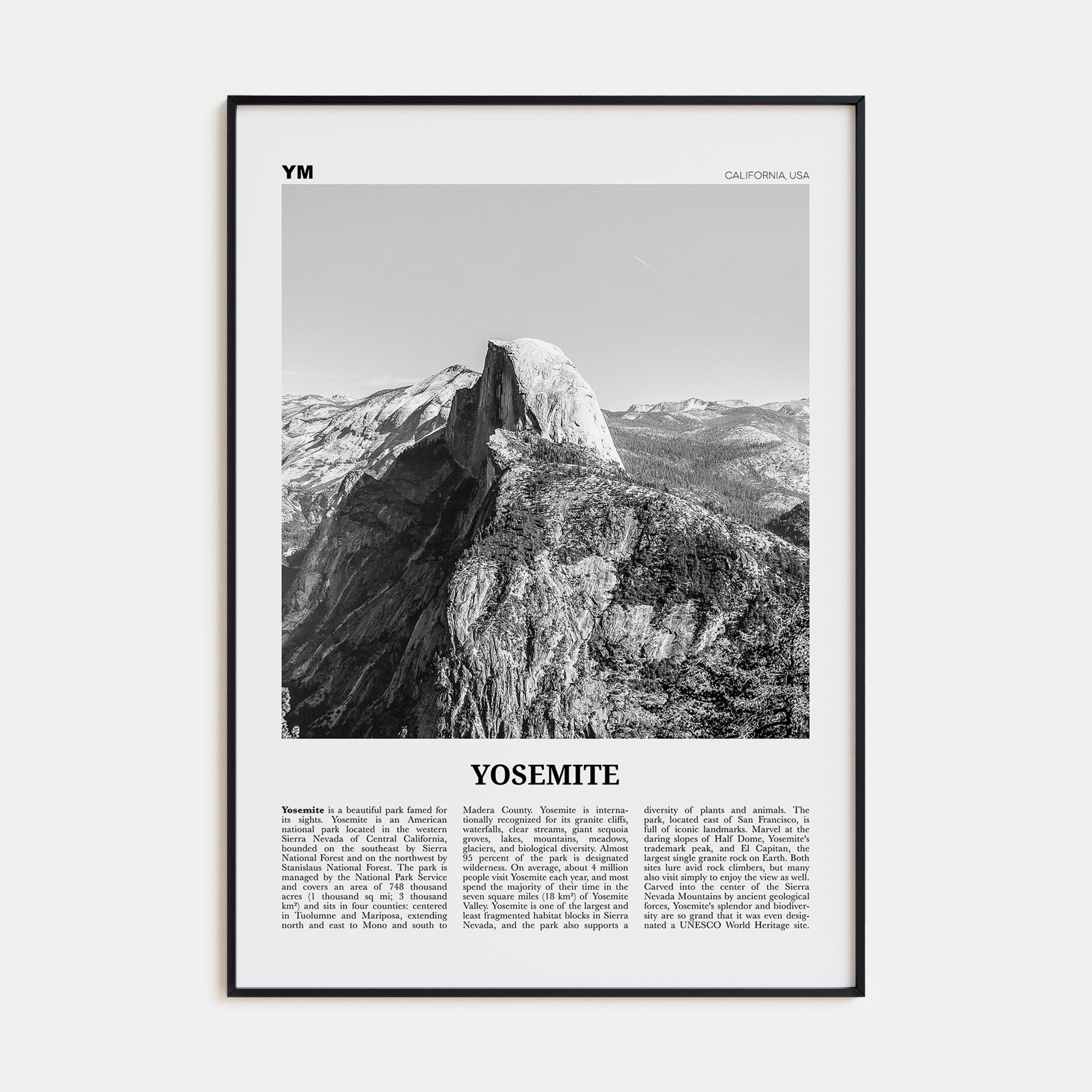 Yosemite National Park Travel B&W No 2 Poster