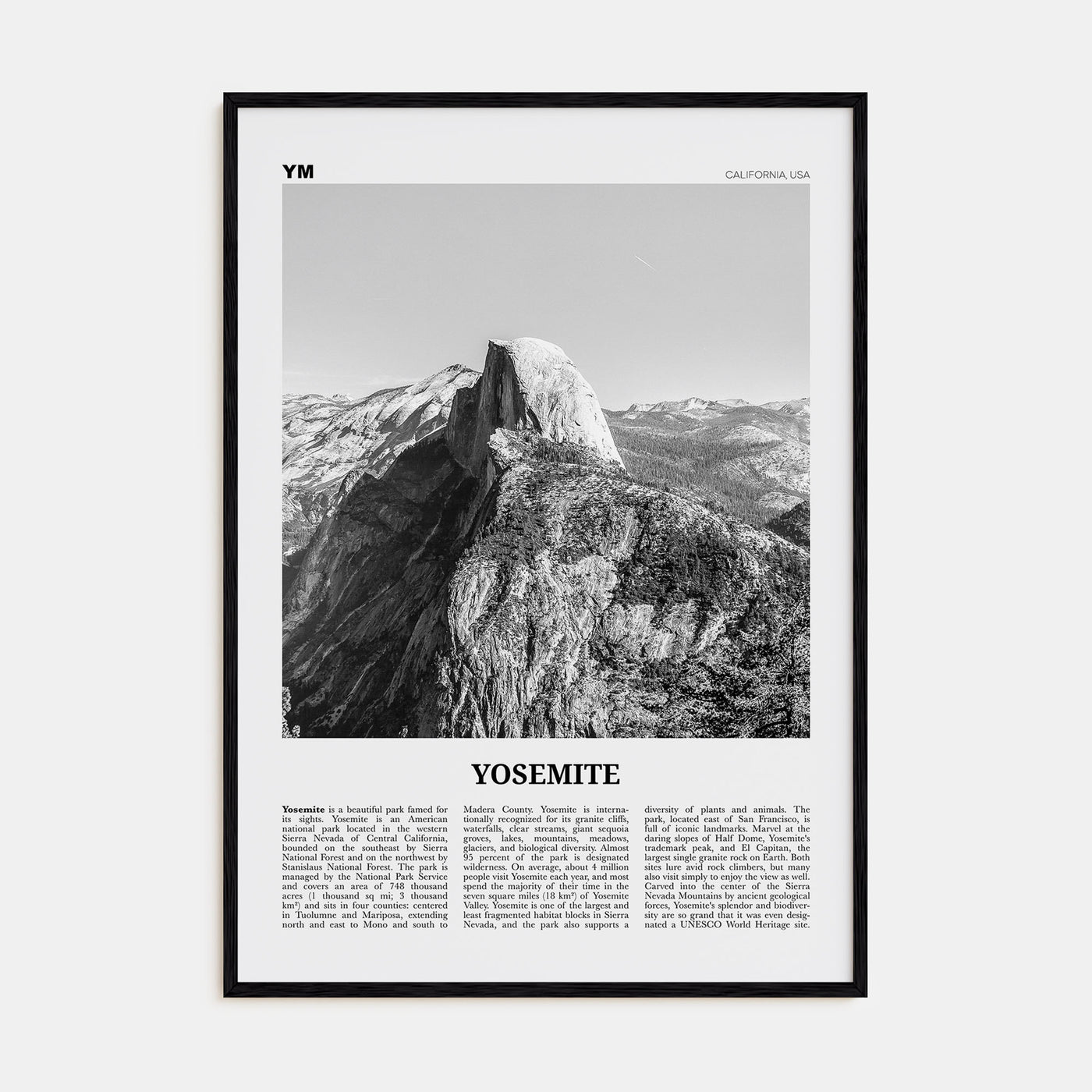 Yosemite National Park Travel B&W No 2 Poster