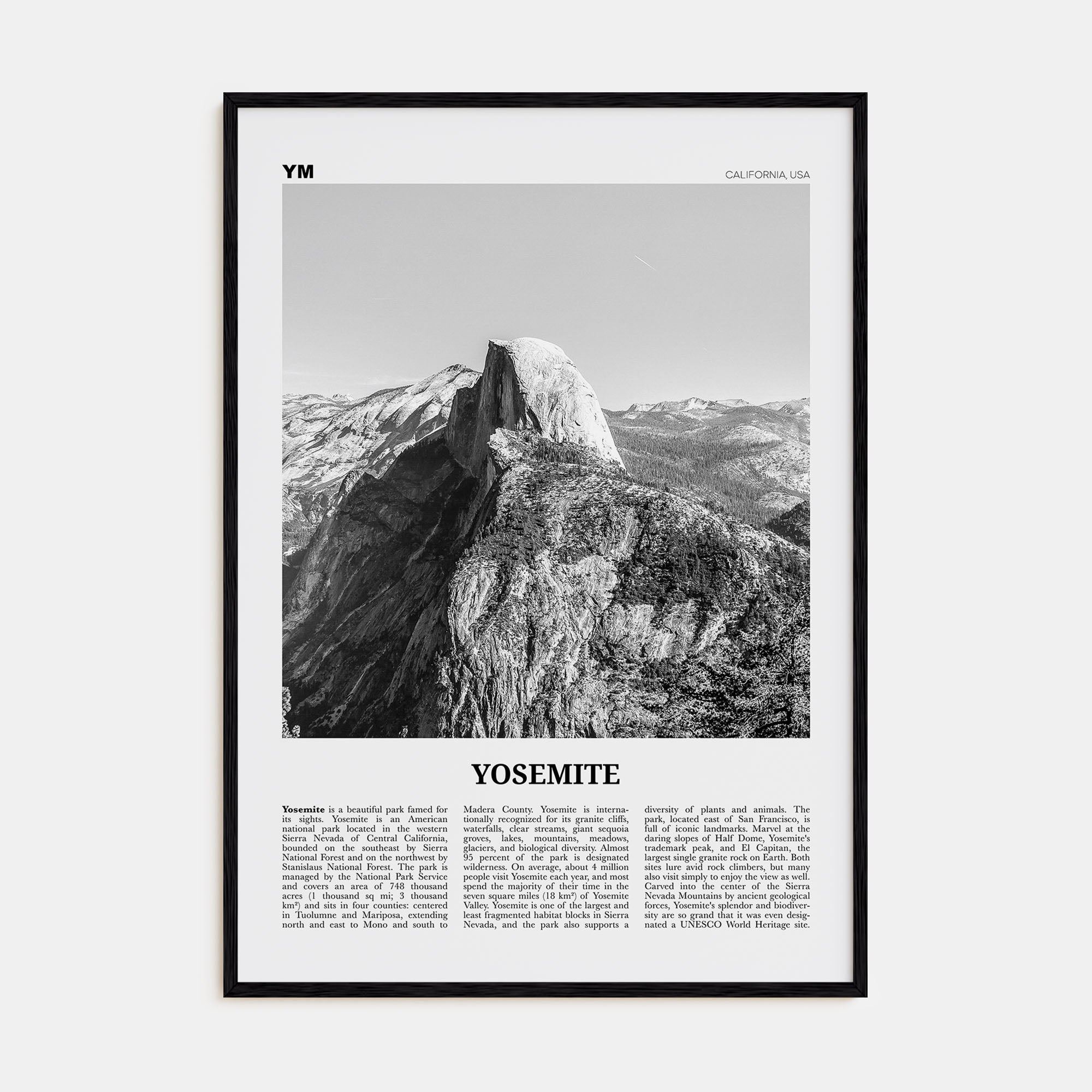 Yosemite National Park Travel B&W No 2 Poster