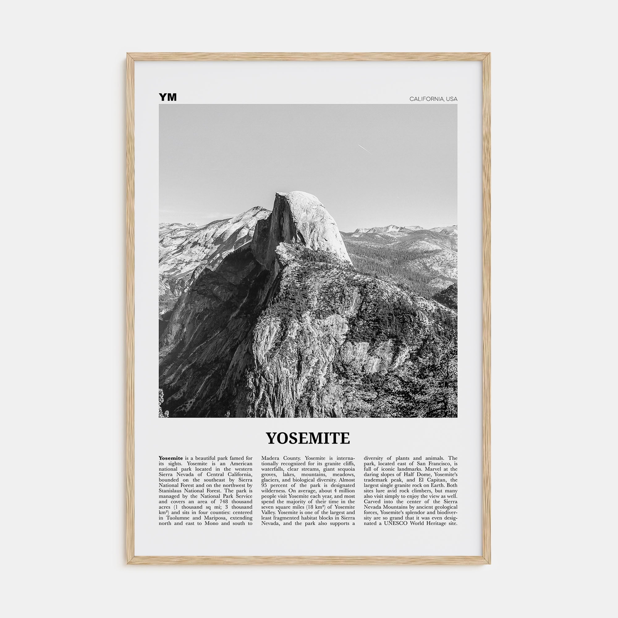 Yosemite National Park Travel B&W No 2 Poster