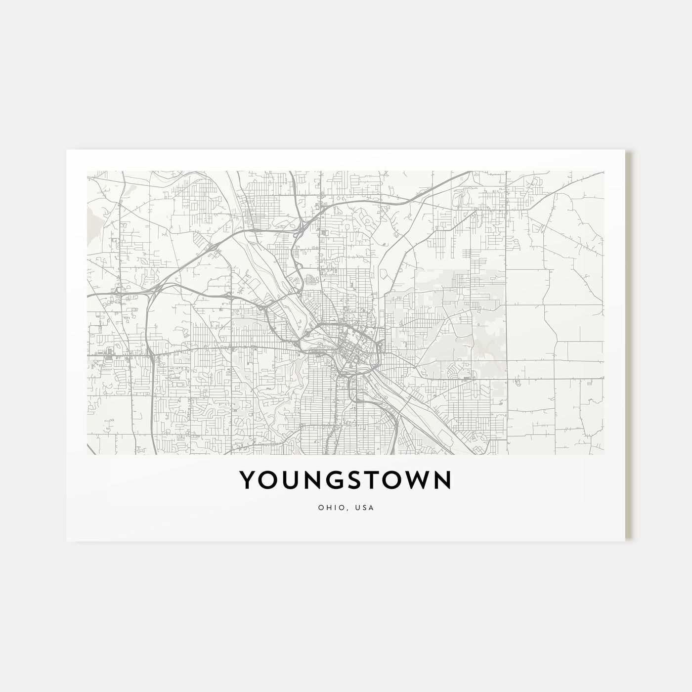 Youngstown Map Landscape Poster