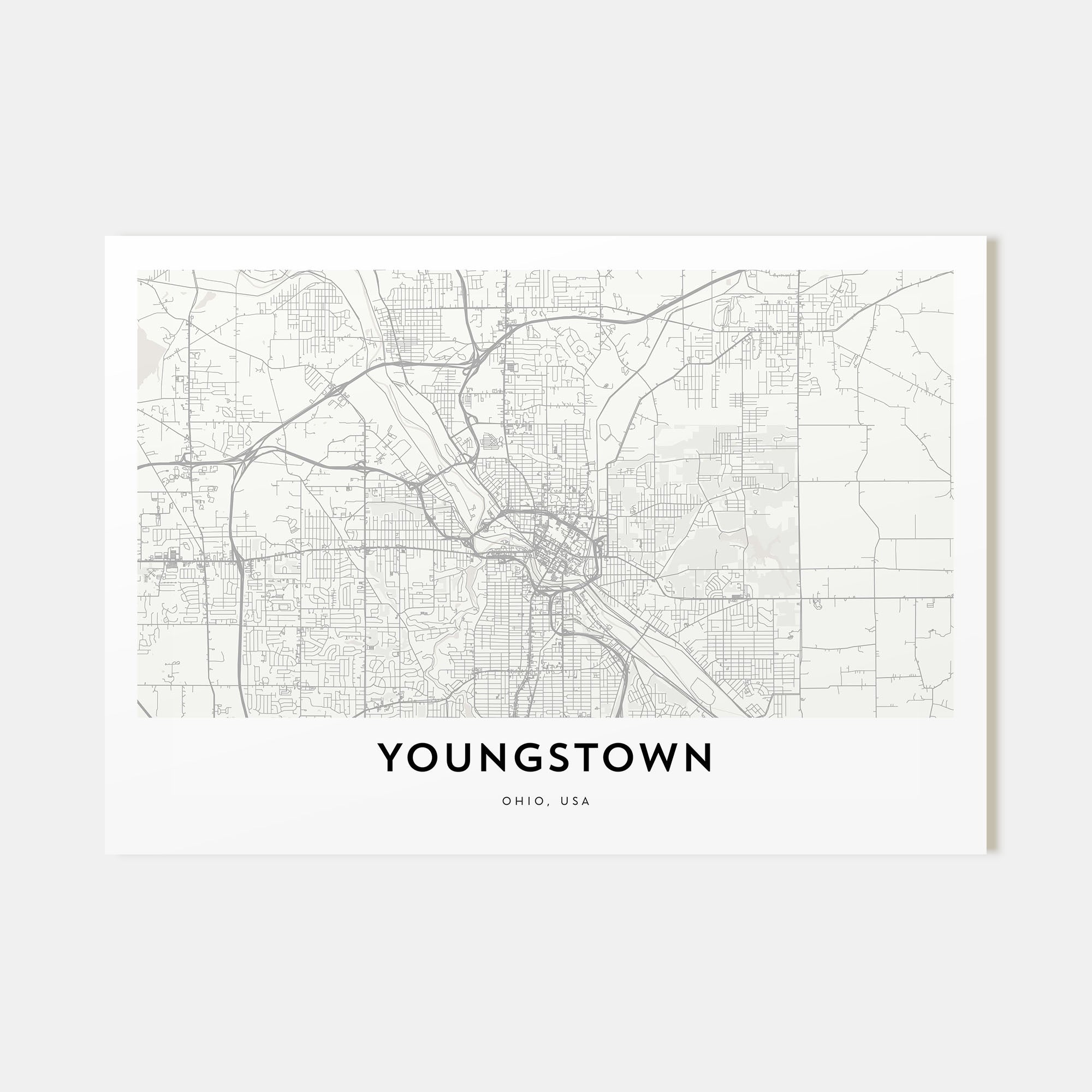 Youngstown Map Landscape Poster