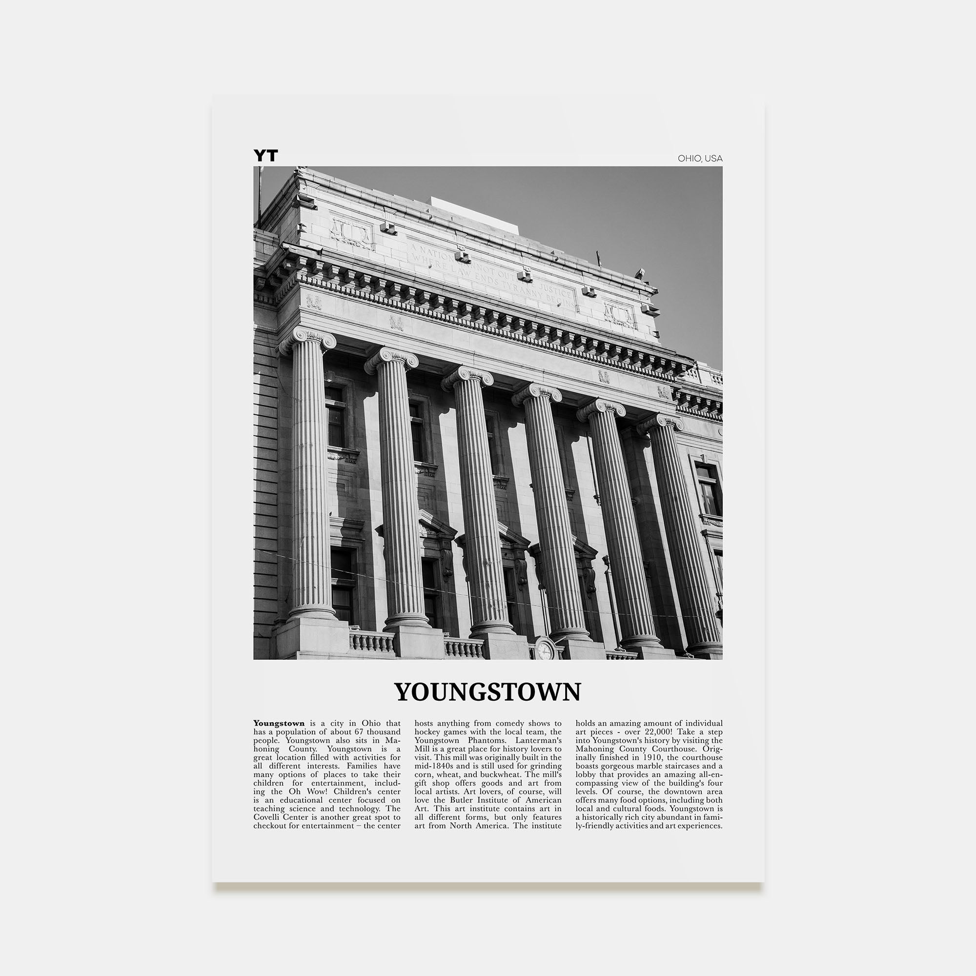 Youngstown Travel B&W Poster