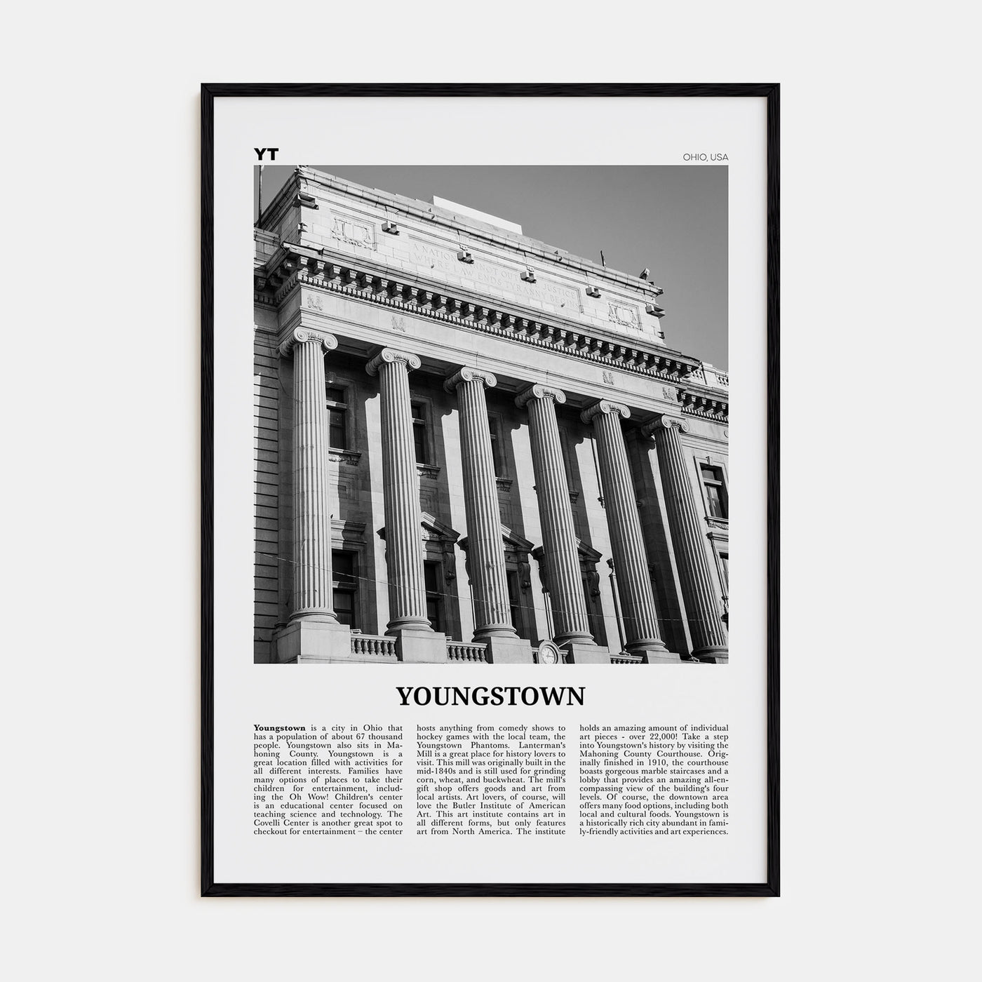 Youngstown Travel B&W Poster