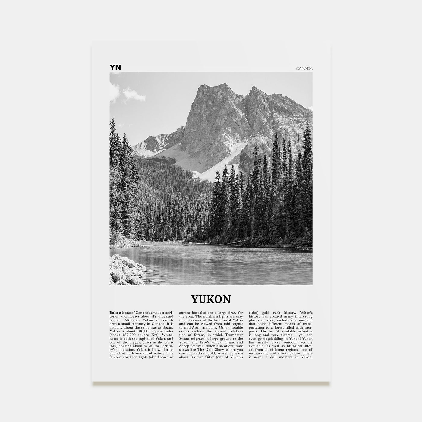Yukon Travel B&W Poster