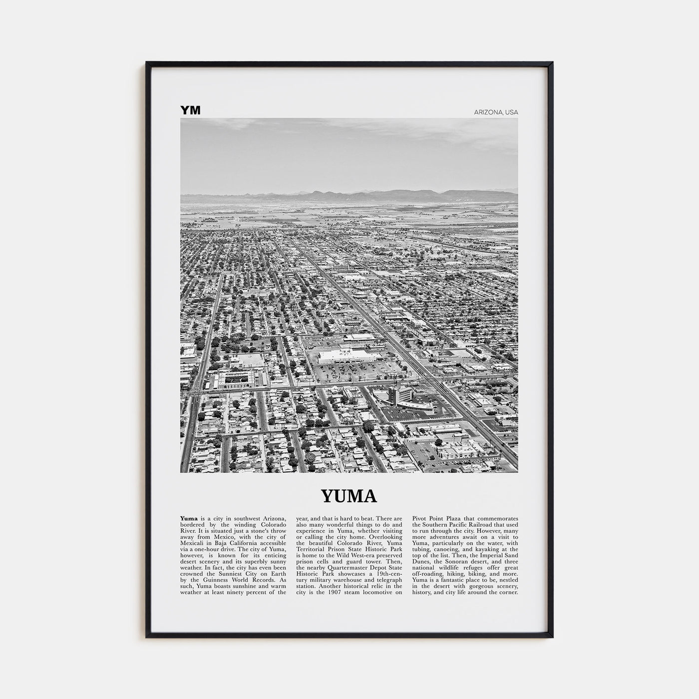 Yuma Travel B&W Poster