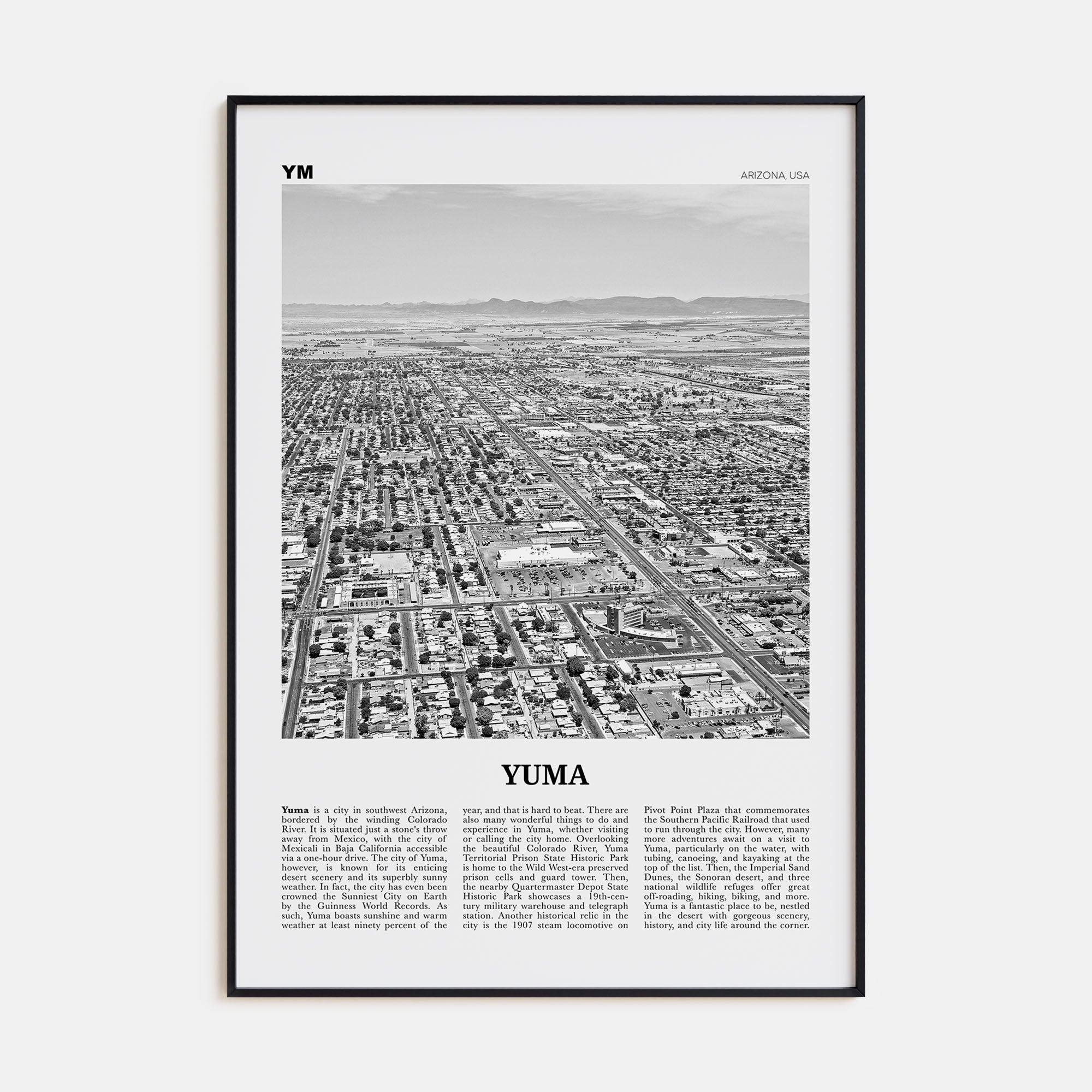 Yuma Travel B&W Poster