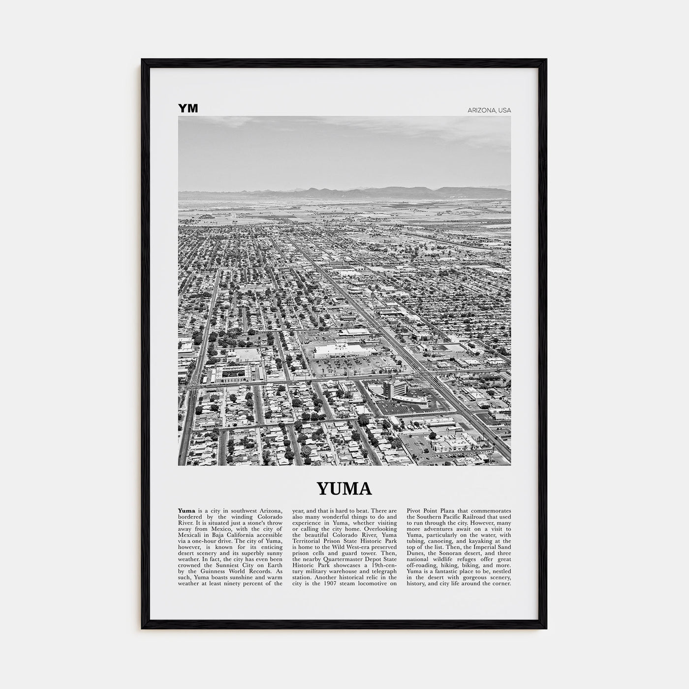 Yuma Travel B&W Poster