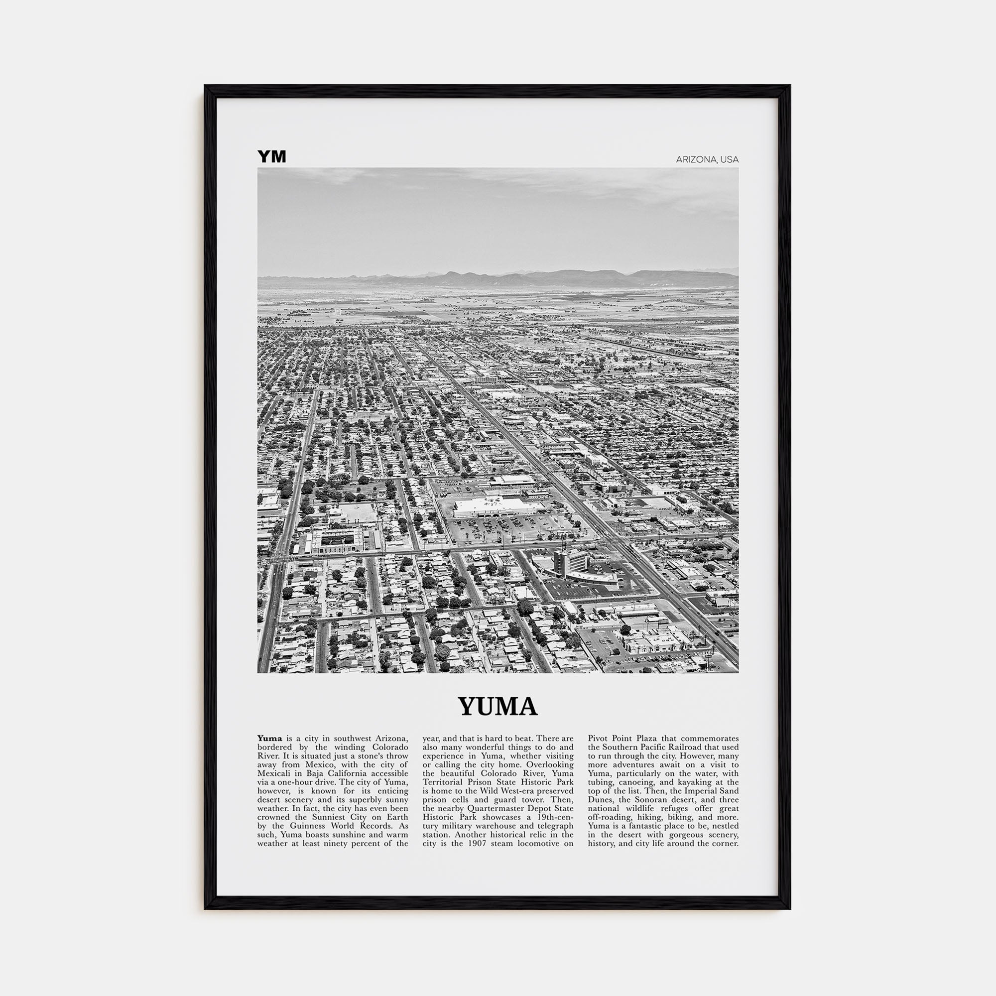 Yuma Travel B&W Poster