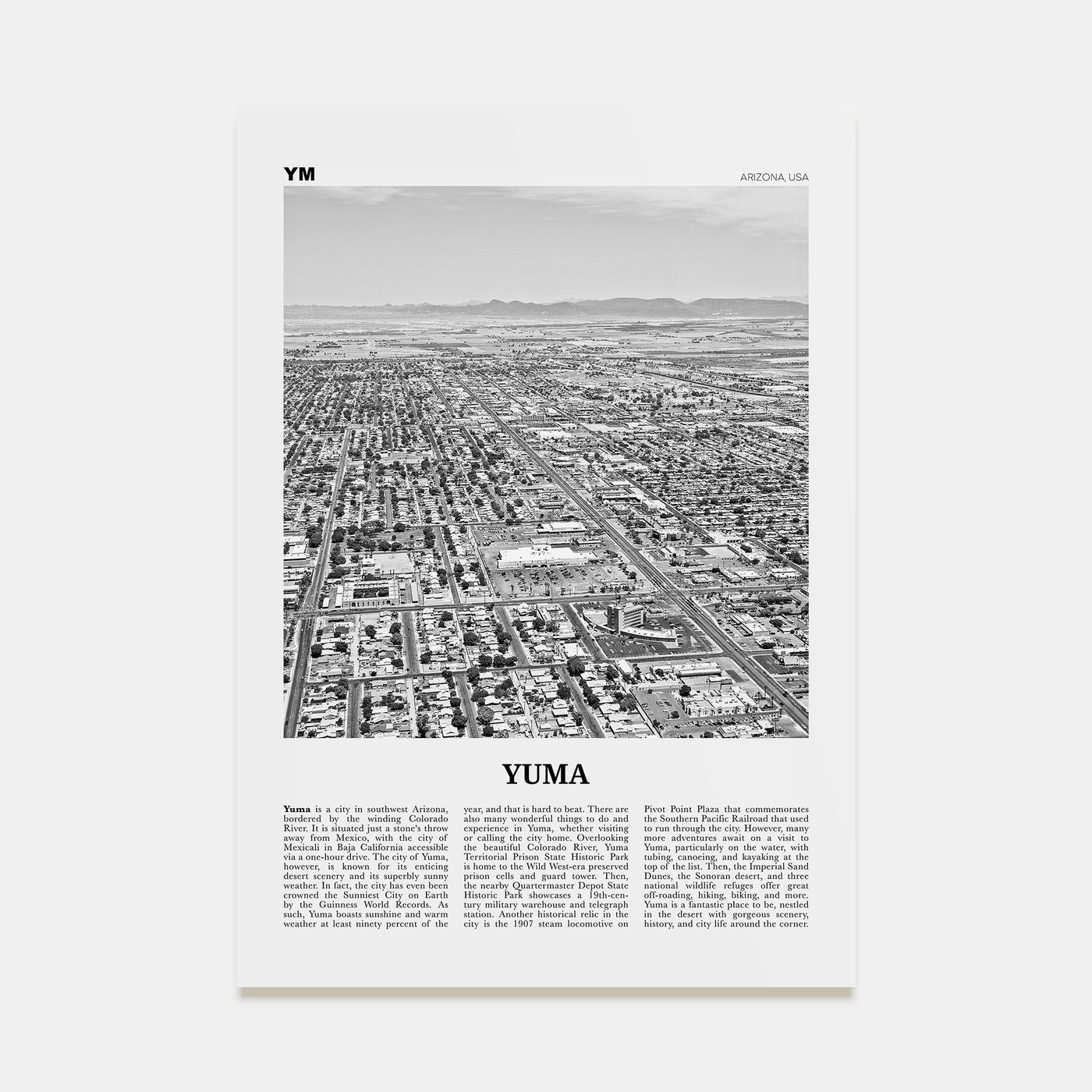 Yuma Travel B&W Poster