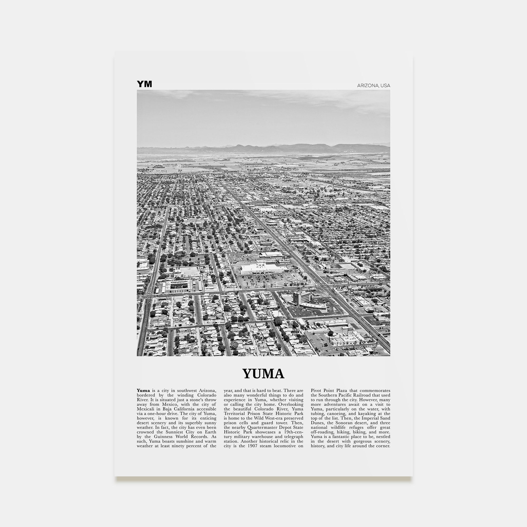 Yuma Travel B&W Poster