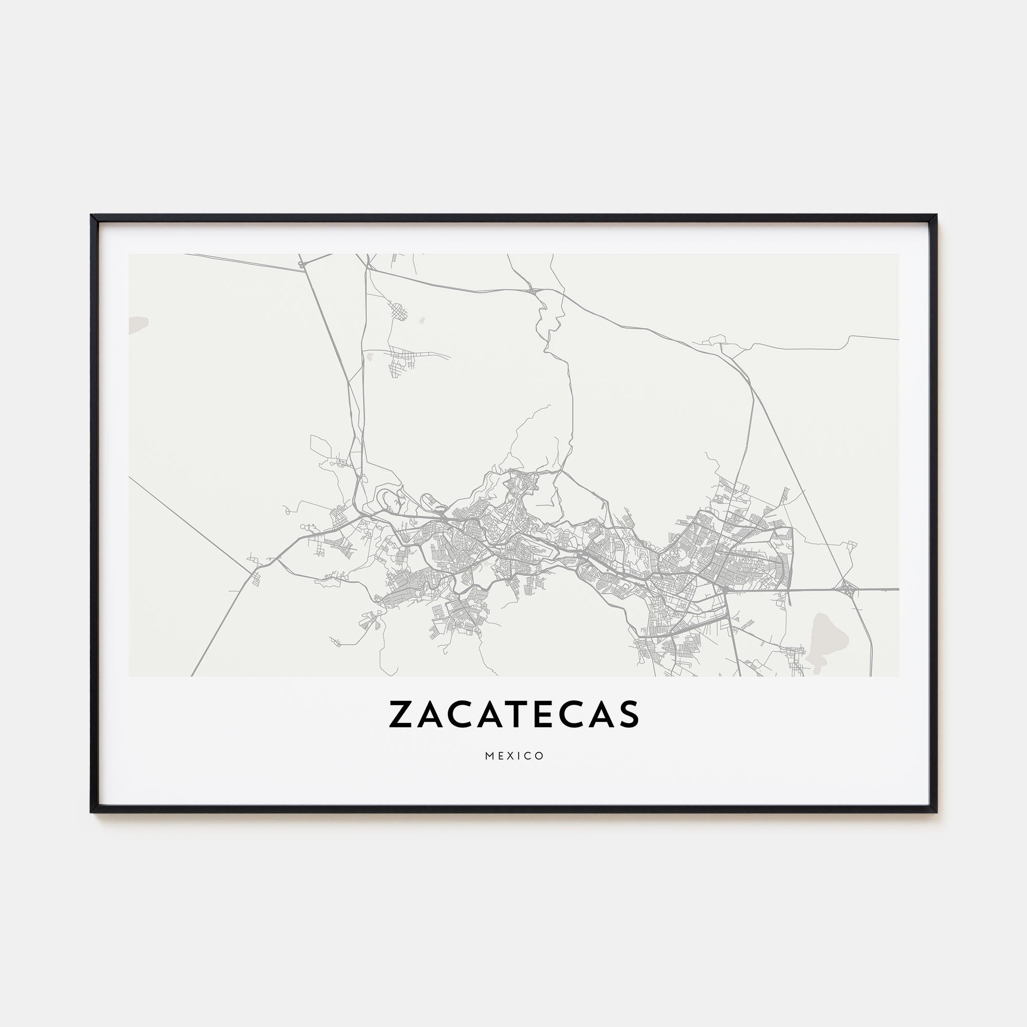 Zacatecas Map Landscape Poster