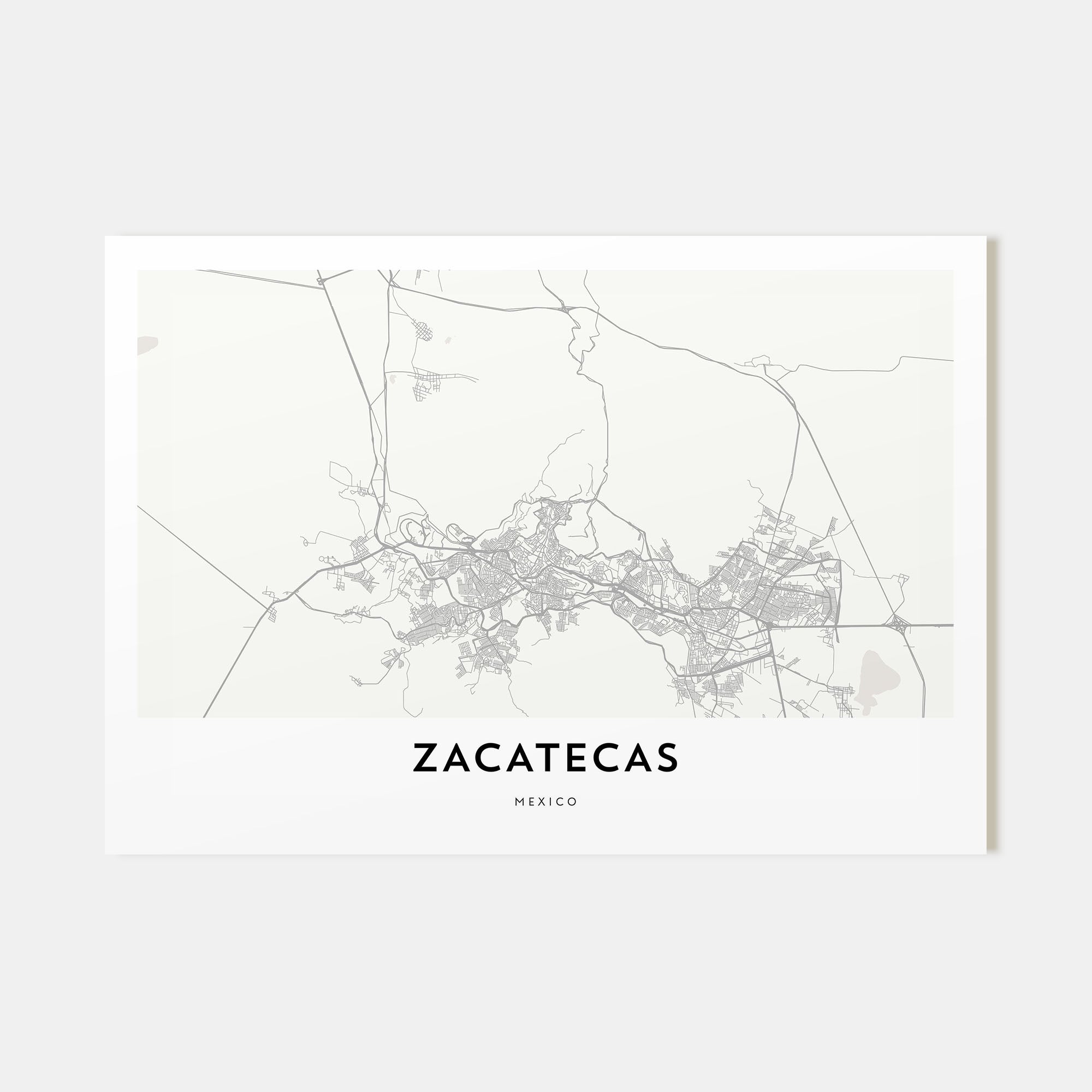 Zacatecas Map Landscape Poster