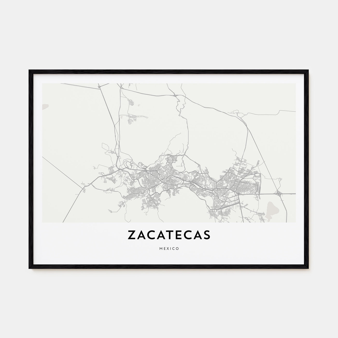 Zacatecas Map Landscape Poster
