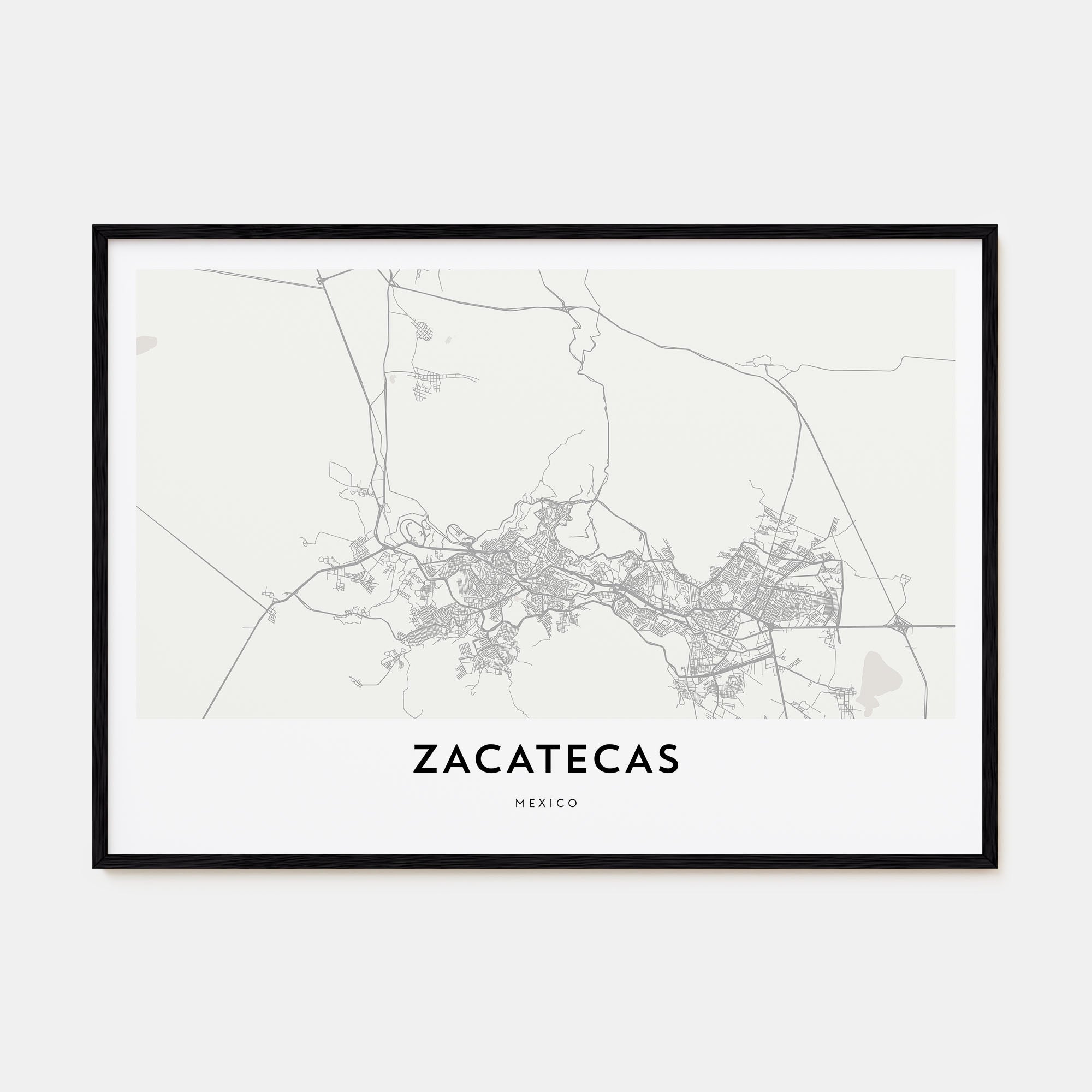 Zacatecas Map Landscape Poster