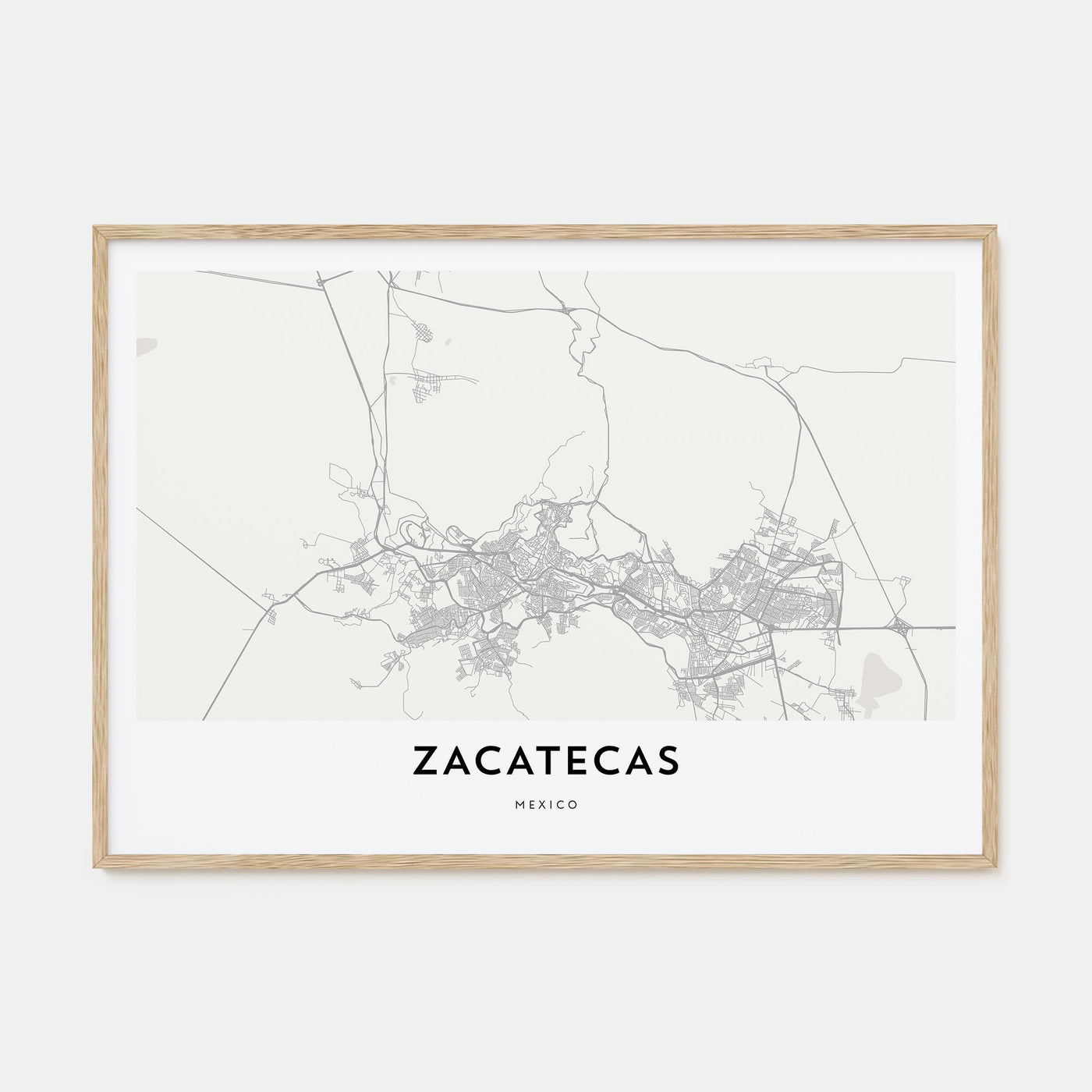 Zacatecas Map Landscape Poster