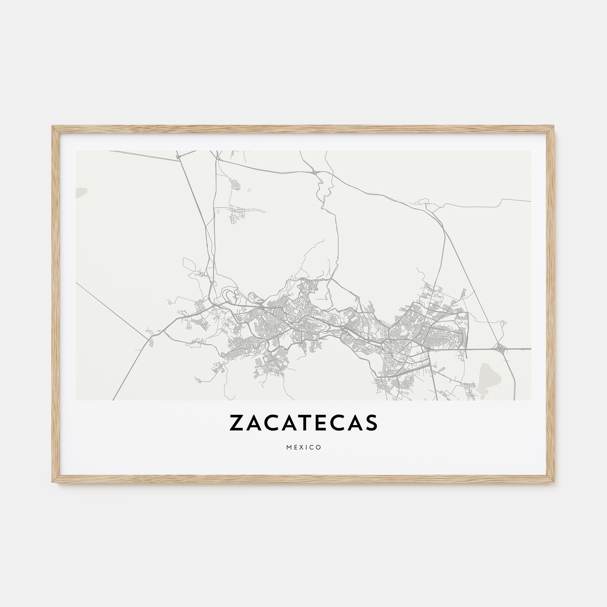 Zacatecas Map Landscape Poster