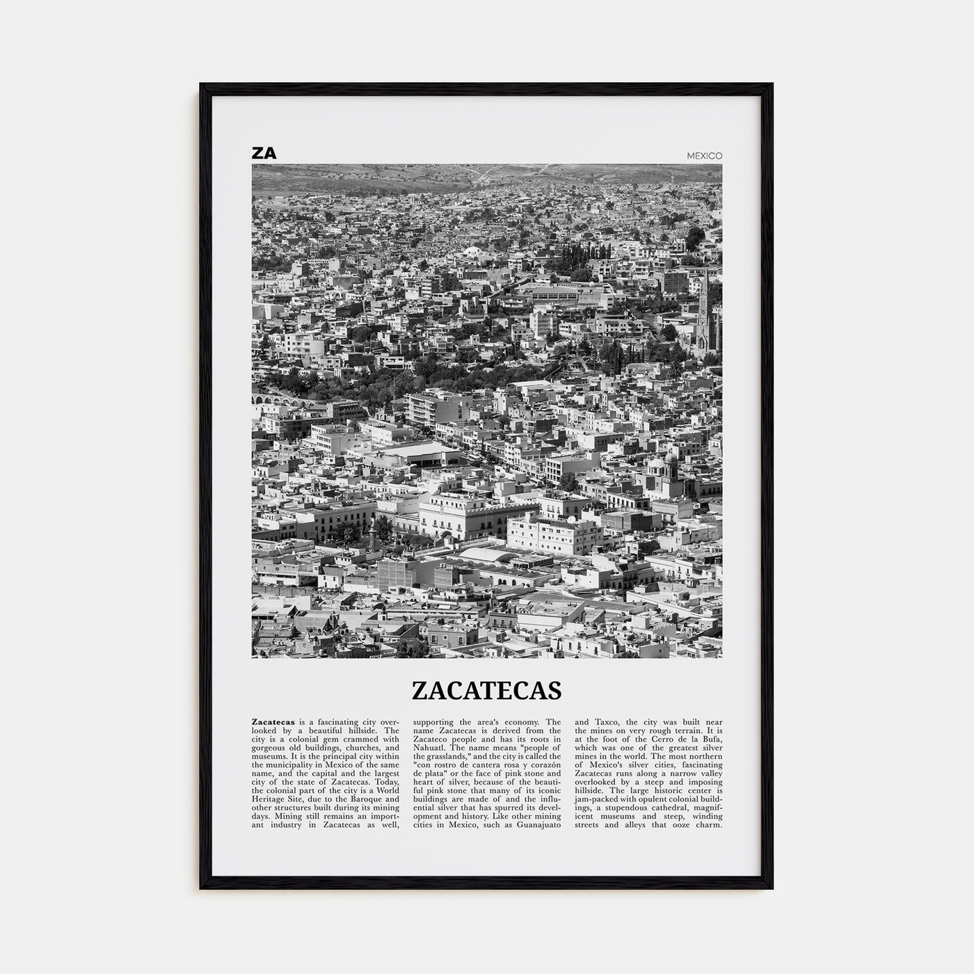 Zacatecas Travel B&W No 2 Poster