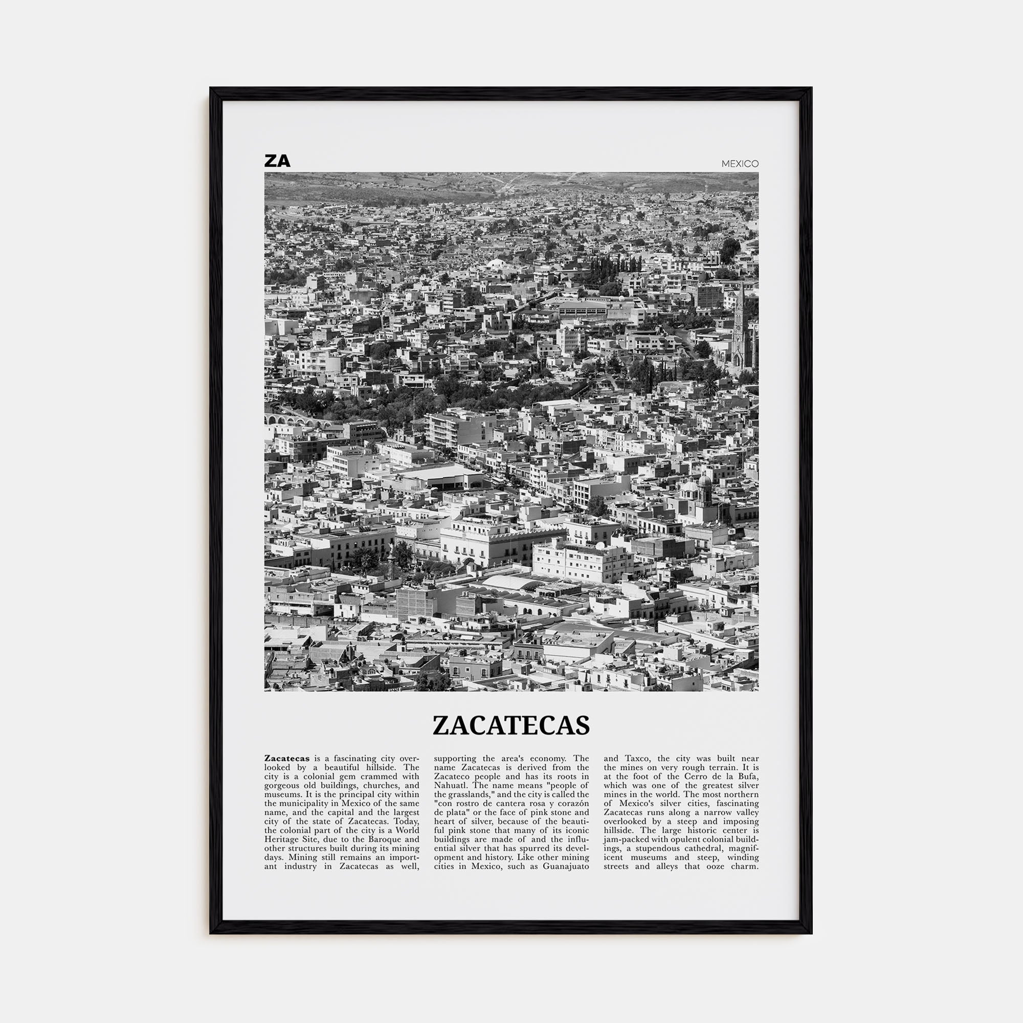 Zacatecas Travel B&W No 2 Poster