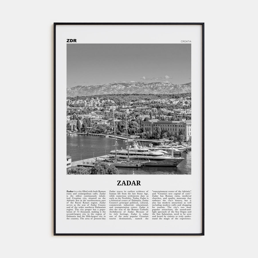 Zadar Travel B&W Poster