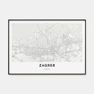 Zagreb Map Landscape Poster