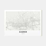 Zagreb Map Landscape Poster