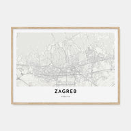 Zagreb Map Landscape Poster