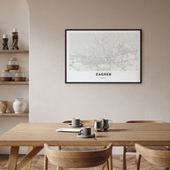 Zagreb Map Landscape Poster