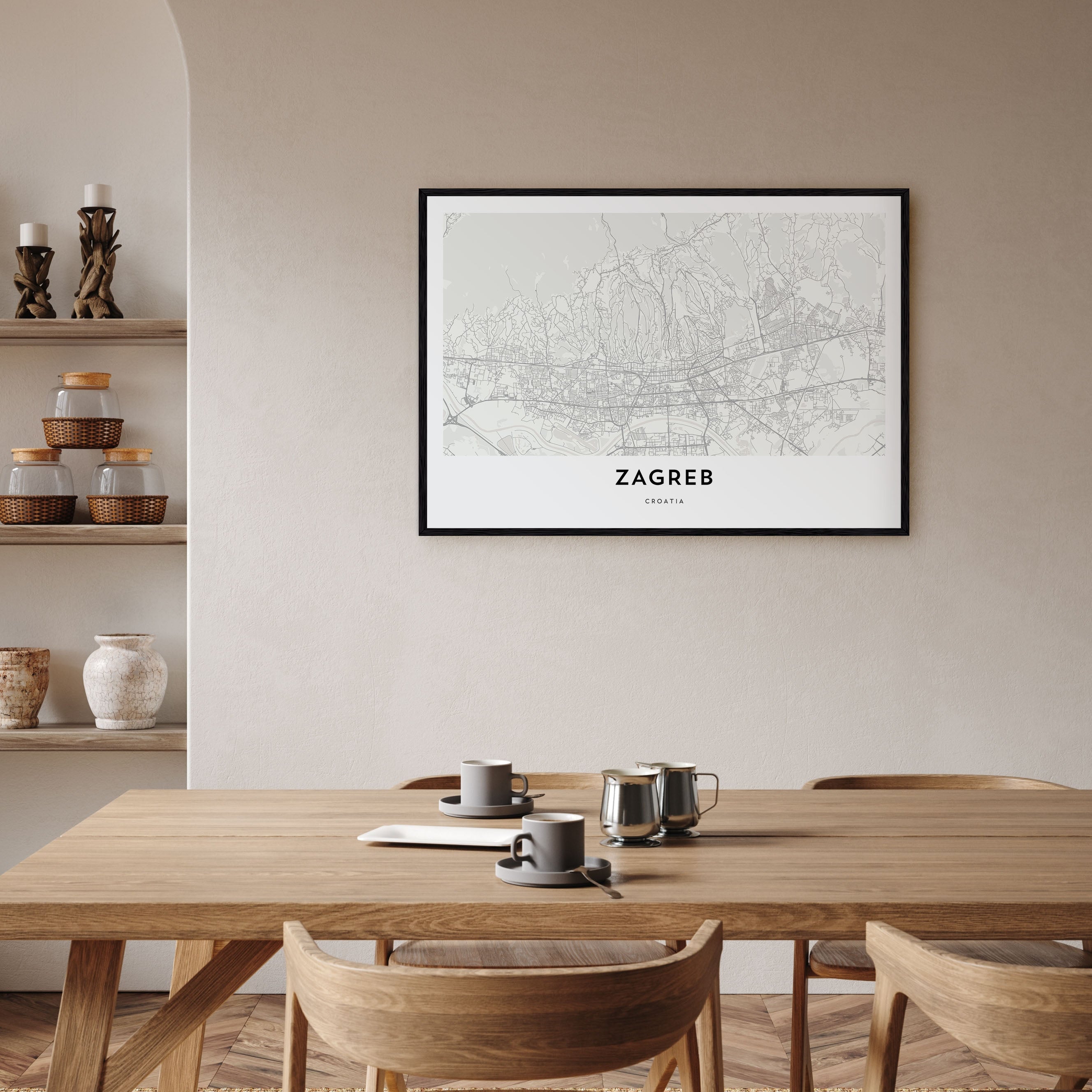Zagreb Map Landscape Poster