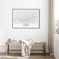 Zagreb Map Landscape Poster