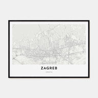Zagreb Map Landscape Poster
