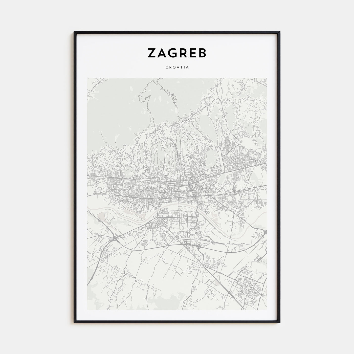 Zagreb Map Portrait Poster
